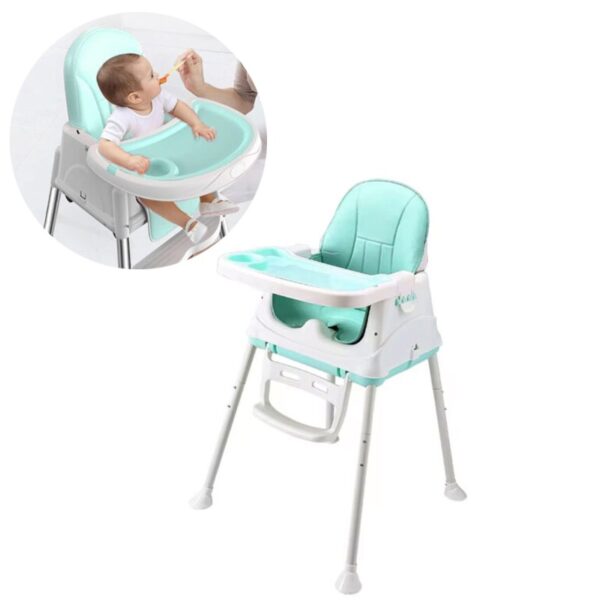 silla para bebe turquesa con bandeja
