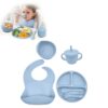 kit de platos de silicona celeste para bebe