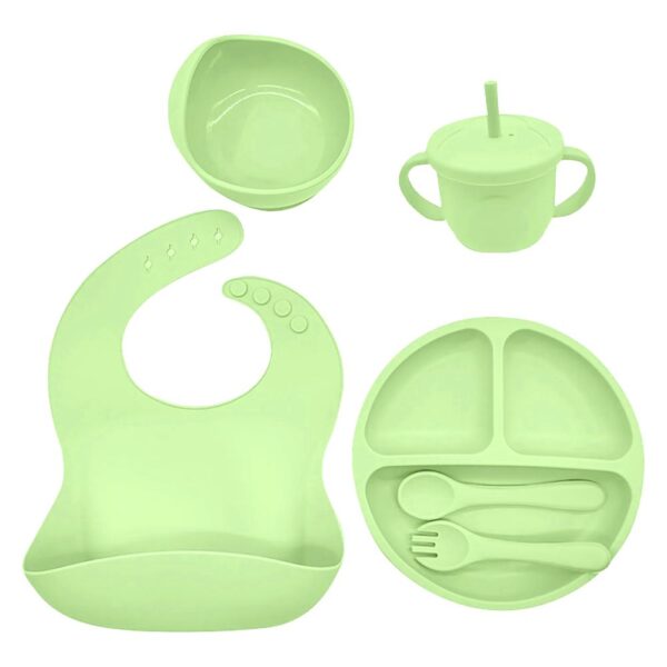 platos de silicona para bebe color verde