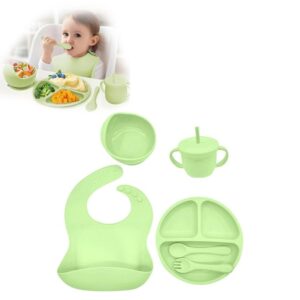 plato de silicona verde para bebes