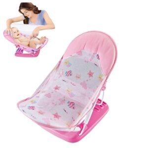 asiento de ducha para bebe con malla rosada