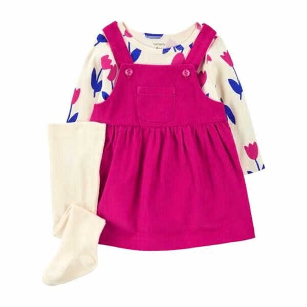 Set de piezas Carters Vestido rosa/blanco 24m
