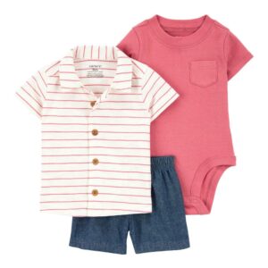Conjunto de 3 piezas para Bebé rayas rojas 24M