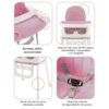 Silla De Comer Isabella rosa Con Ruedas Y Reposa Pies Úpale nuevo 2