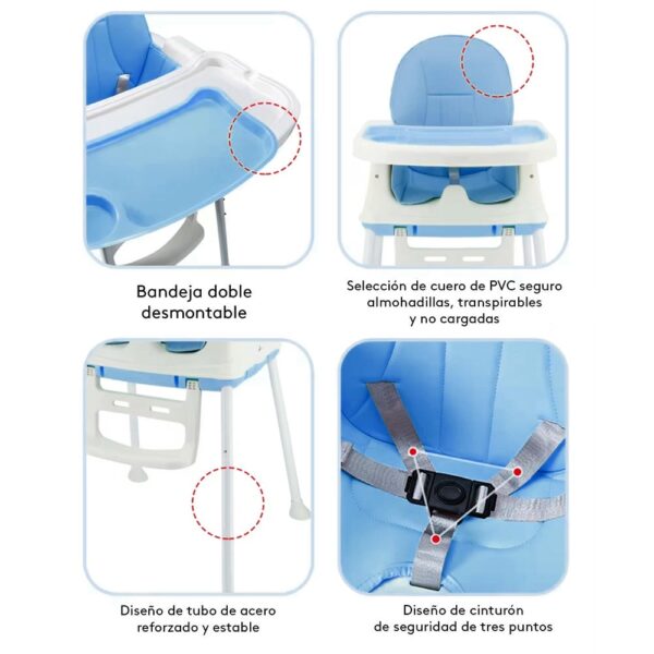 Silla De Comer Isabella celeste Con Ruedas Y Reposa Pies Úpale nuevo 2