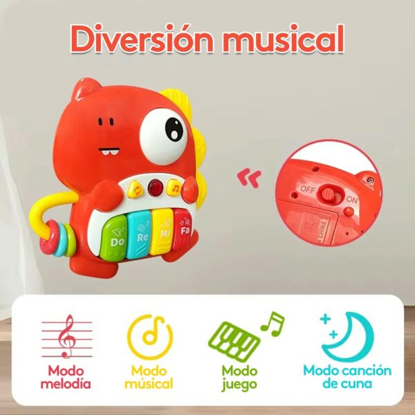 Piano Musical para Bebés Dino Rojo Úpale modos
