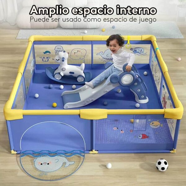 Corral Para Bebé Funkids Marino Azul 120x160 Cm Úpale espacio interno