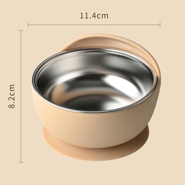 Bowl / Plato Para Bebés De Acero Inoxidable Beige Úpale dimensiones