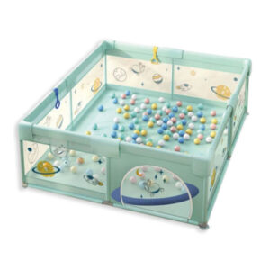 Corral de juegos para bebé con Pelotas Aventura Espacial Verde 150×200 cm Creciendo Juntos