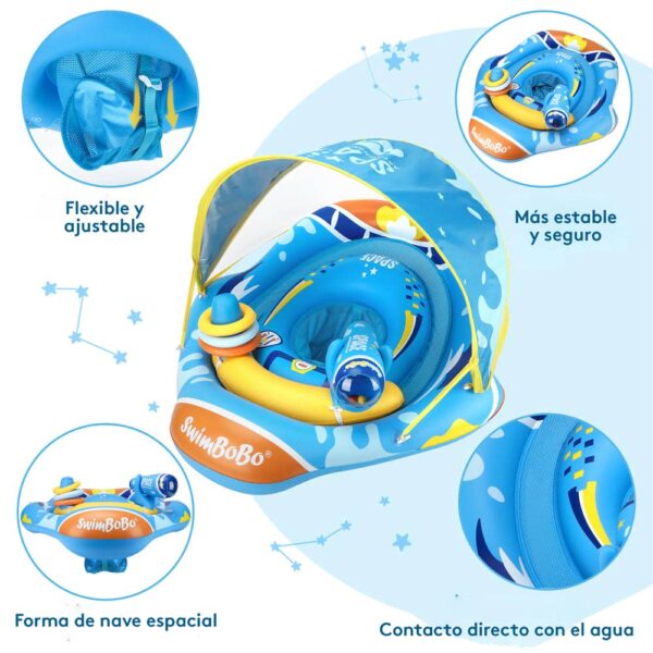 Flotador Plástico Con Techo Espacio Astronauta- Azul 6 a 36 Meses Úpale partes