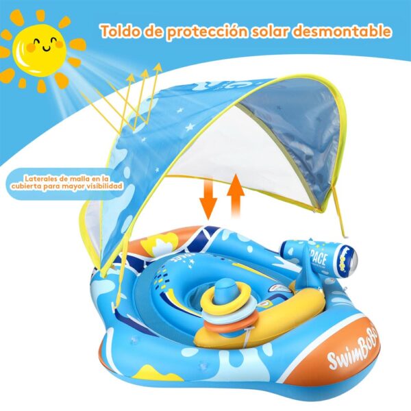 Flotador Plástico Con Techo Espacio Astronauta- Azul 6 a 36 Meses Úpale toldo