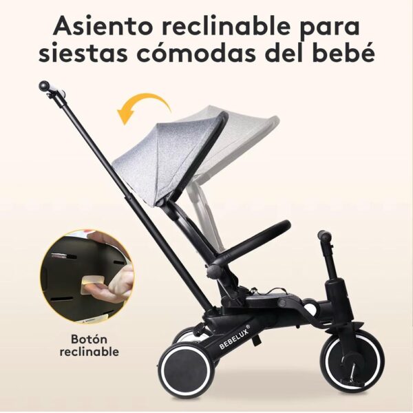 Coche Triciclo para niños 7 En 1 Negro Úpale asiento