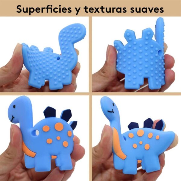 Collar Masticable Sensorial Dino Azul Úpale +3 textura