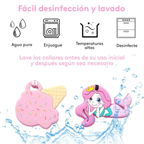 Set De Collares Masticables Sensorial Rosa Úpale x 6 lavado