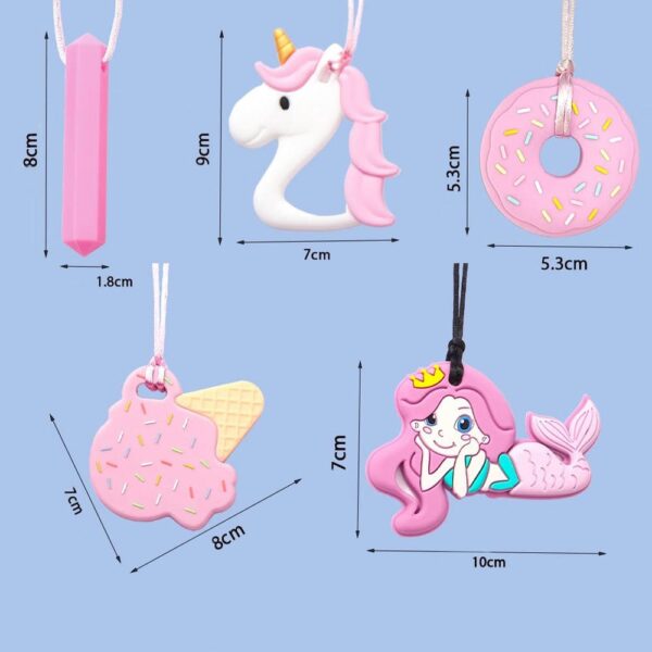 Set De Collares Masticables Sensorial Rosa Úpale x 6 medidas