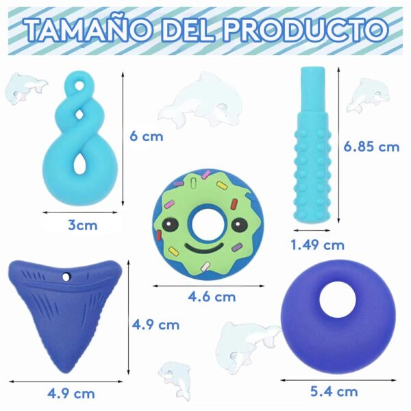 Set De Collares Masticables Sensorial Azul Úpale x 6 medidas