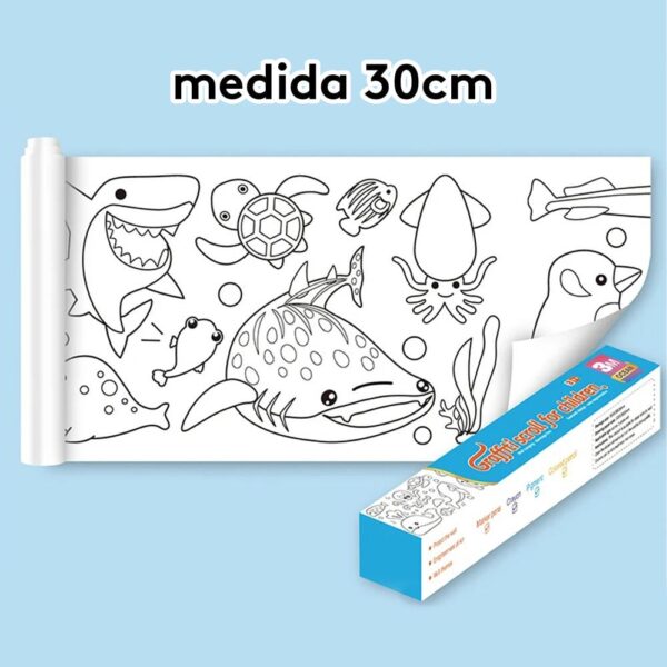 Rollo De Papel Para Colorear Mundo Marino 30cm x 3 metros medida