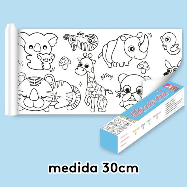 Rollo De Papel Para Colorear Animales 30cm x 3 metros medida