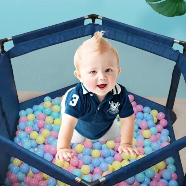 Corral De Juegos Hexagonal Azul Úpale uso bebé