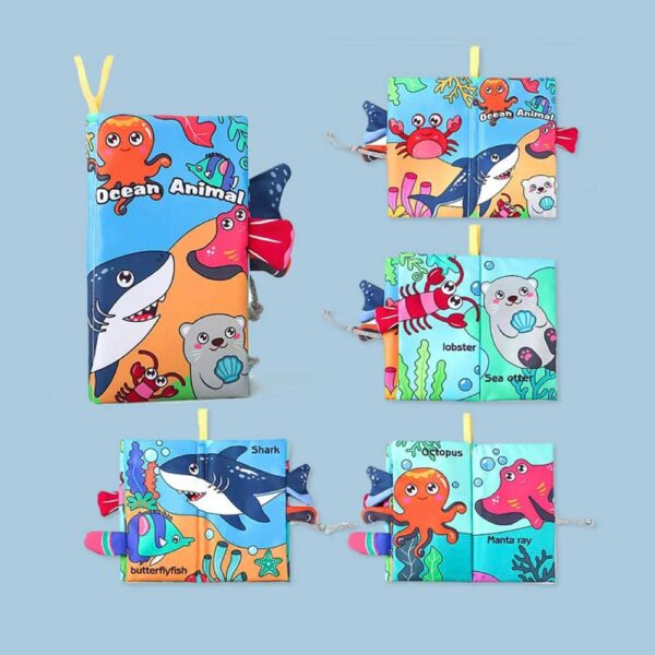 Libro De Tela Sensorial Animales Marinos Úpale diseño interno