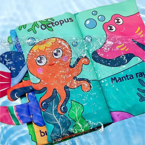 Libro De Tela Sensorial Animales Marinos Úpale a prueba de agua