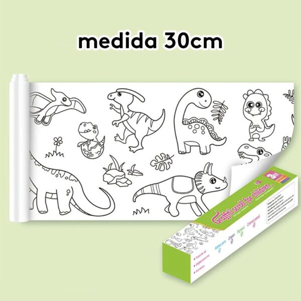 Rollo De Papel Para Colorear Dinosaurio 30cm x 3 metros medida