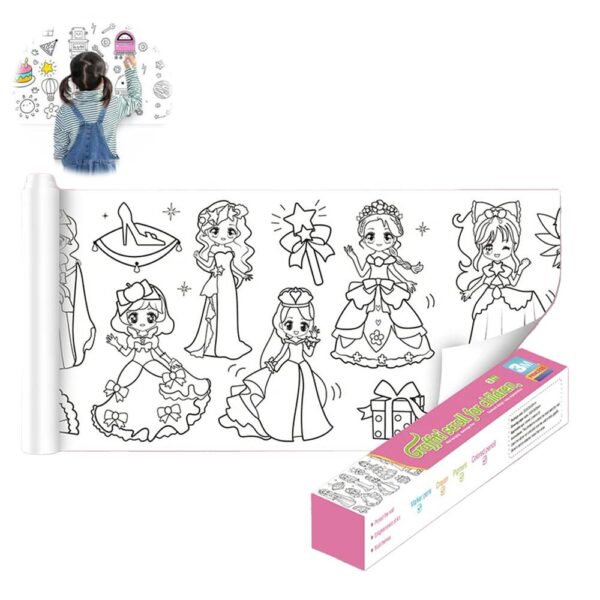 Rollo De Papel Para Colorear Princesas Magicas 30cm x 3 metros