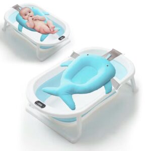 Bañera para Bebé Retráctil Celeste B01 + Malla Celeste Ballena + Termómetro nuevo