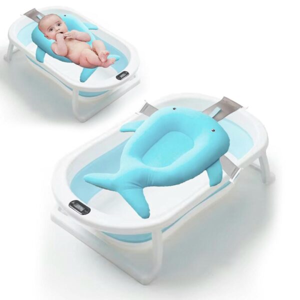 Bañera para Bebé Retráctil Celeste B01 + Malla Celeste Ballena + Termómetro nuevo