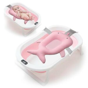 Bañera para Bebé Retráctil Rosa B02 + Malla Rosa Ballena + Termómetro nuevo