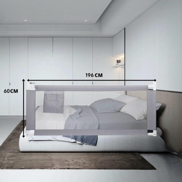 Baranda de cama para protección de bebés Gris 196 x 60 cm Úpale Medidas
