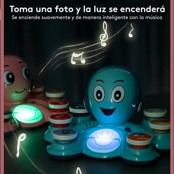 Juguete Musical Pulpo DJ Rosa Úpale luz y foto